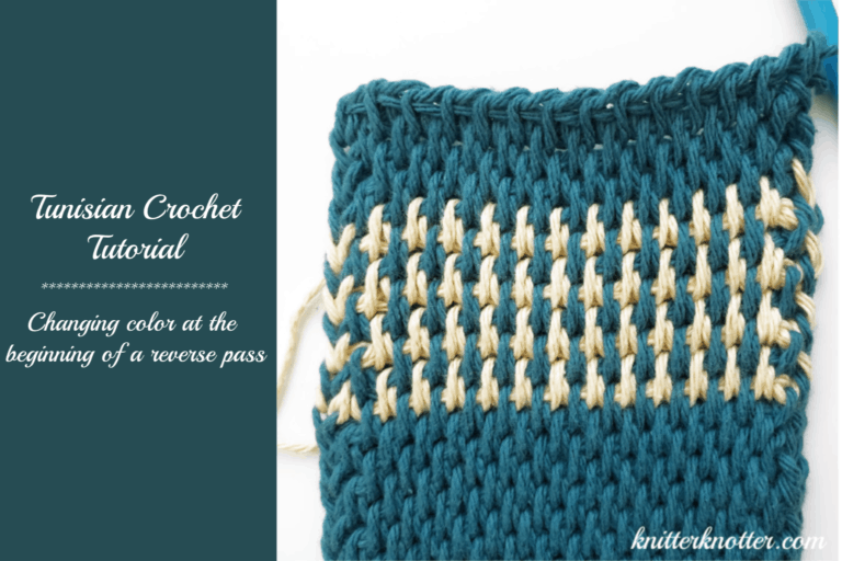 Tunisian crochet tutorial – Changing color at the beginning of the reverse pass