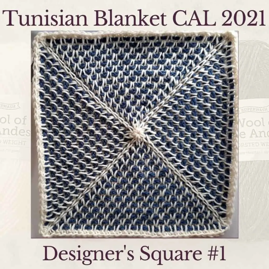 The first square crochet afghan pattern from the KnitterKnotter blanket CAL of 2021