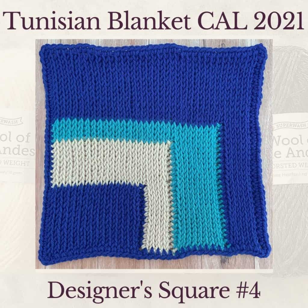 The fourth square crochet afghan pattern from the KnitterKnotter blanket CAL of 2021