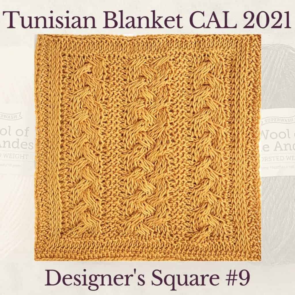 The ninth square crochet afghan pattern from the KnitterKnotter blanket CAL of 2021