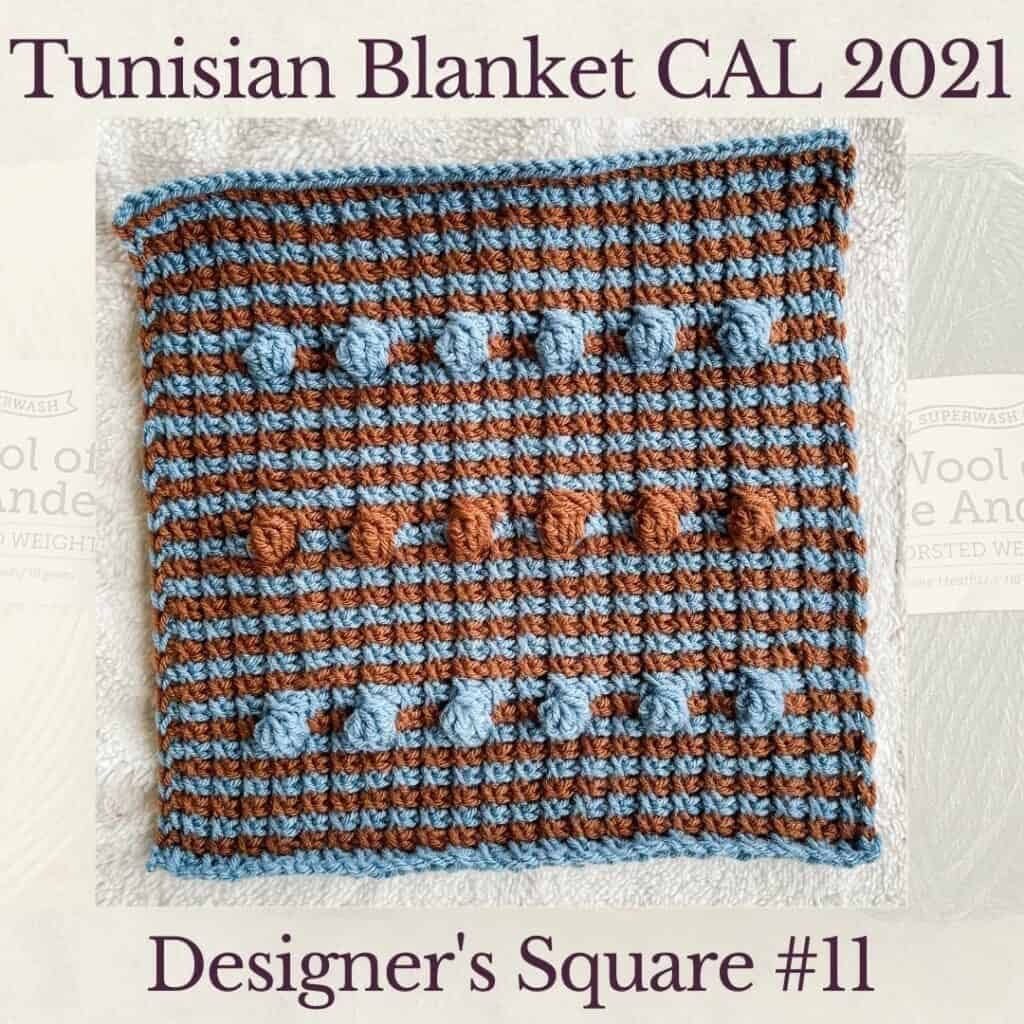 The eleventh square crochet afghan pattern from the KnitterKnotter blanket CAL of 2021