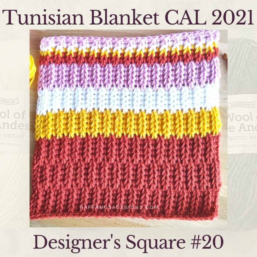 The twentieth square crochet afghan pattern from the KnitterKnotter blanket CAL of 2021
