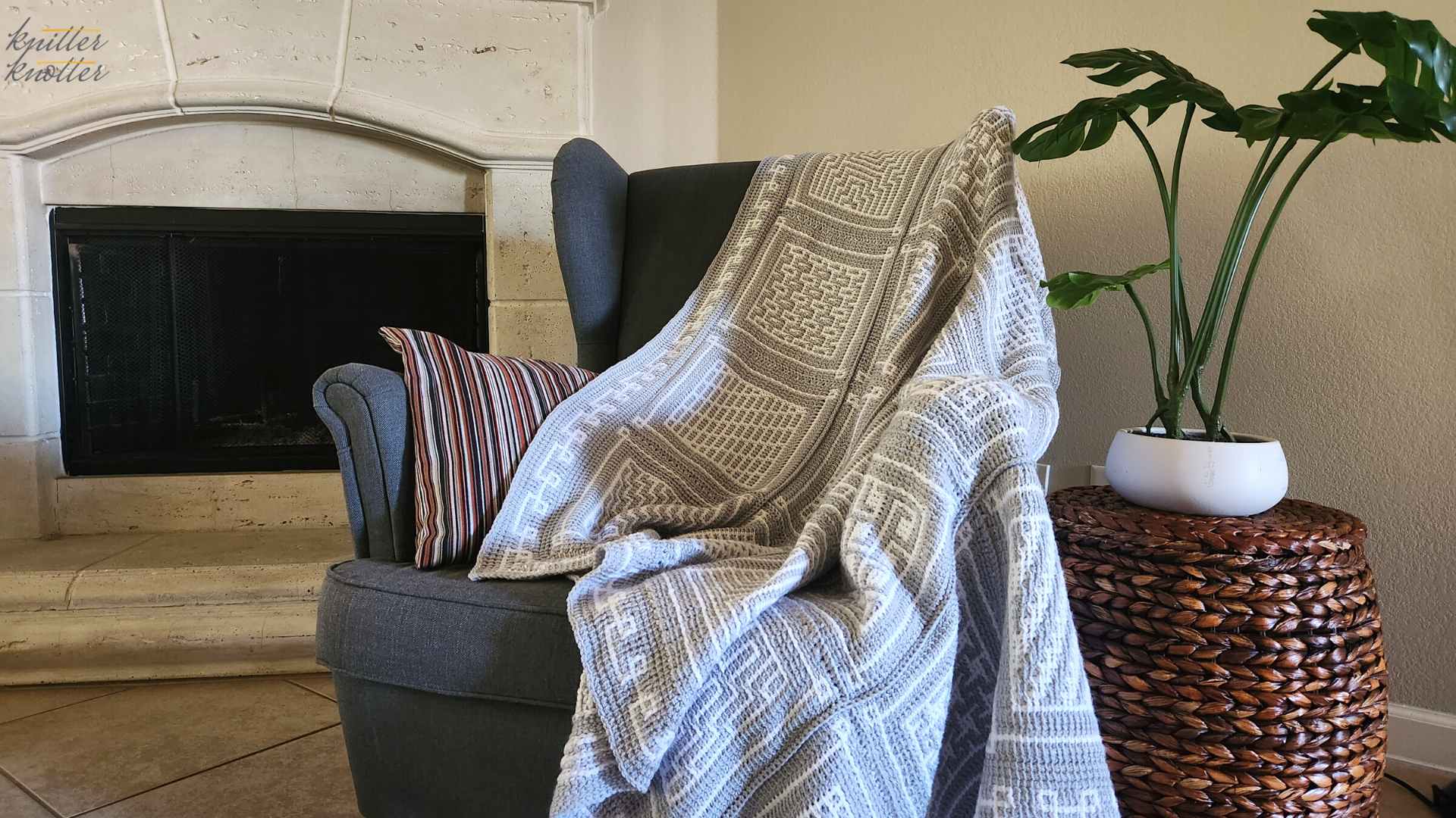 Zuri Blanket - 25 Tunisian Mosaic Squares - KnitterKnotter
