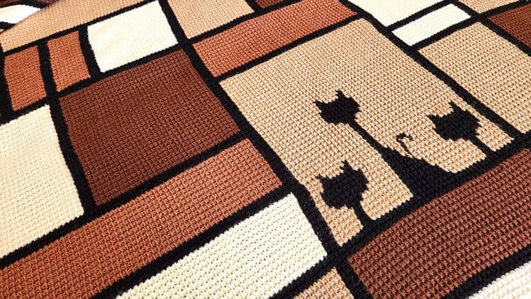 Free Tunisian Crochet Blanket Pattern: Three Little Kittens