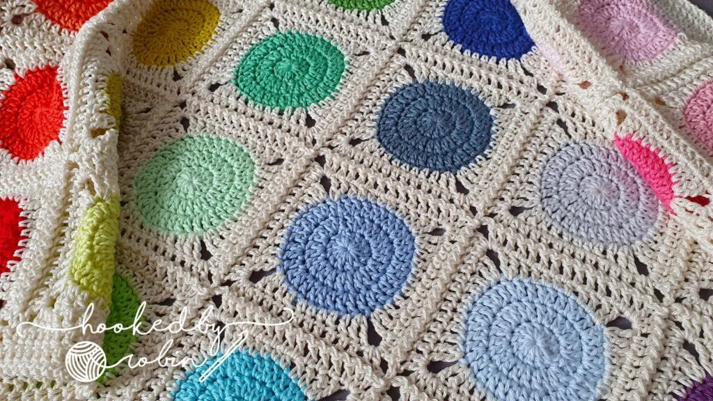 Crochet Polka Dot Square Free Video Tutorial by Hooked by Robin