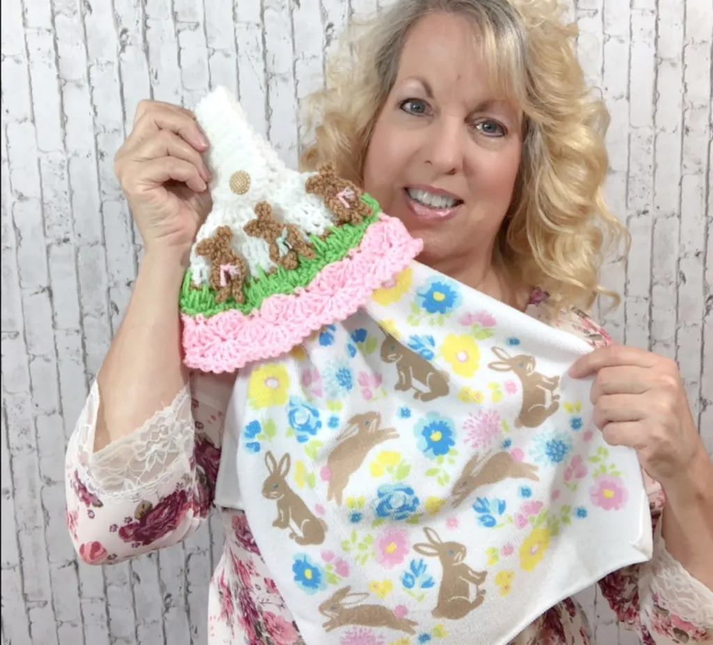 Bunny Stitch Towel Topper by Krissy over the Mountain Crochet
