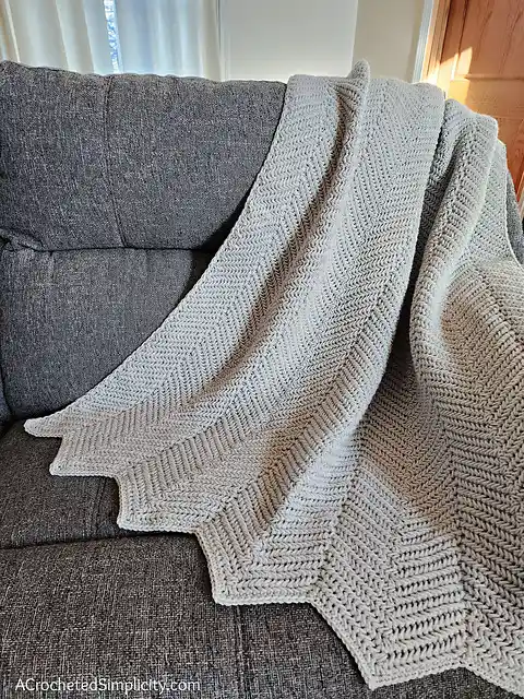 Herringbone Ripple Blanket by A Crocheted Simplicity