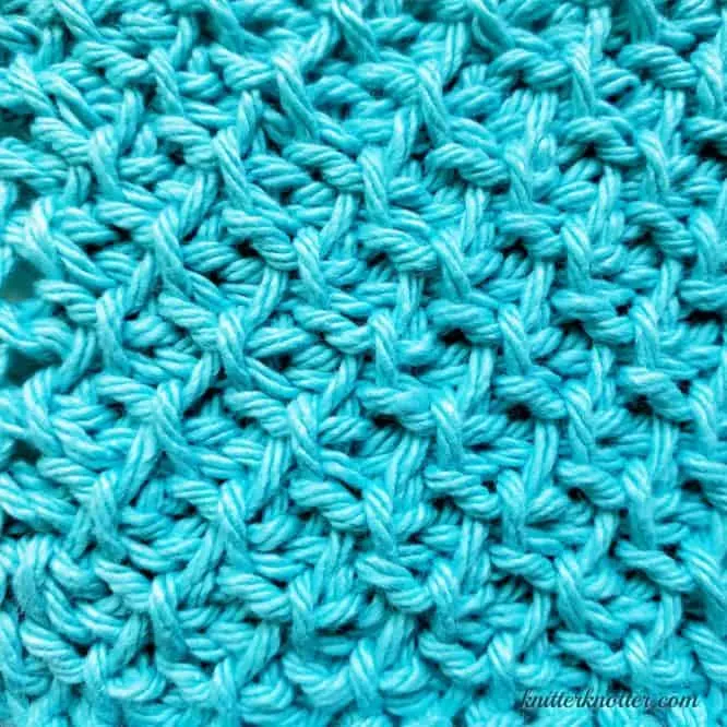 Tunisian Crochet Tutorial &ndash; Honeycomb Stitch front Knitter Knotter