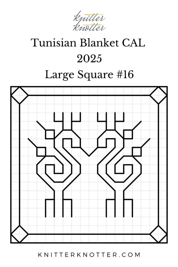 Sona Tunisian Mosaic Blanket CAL of 2025 by KnitterKnoter - Large Square #16 - Chart