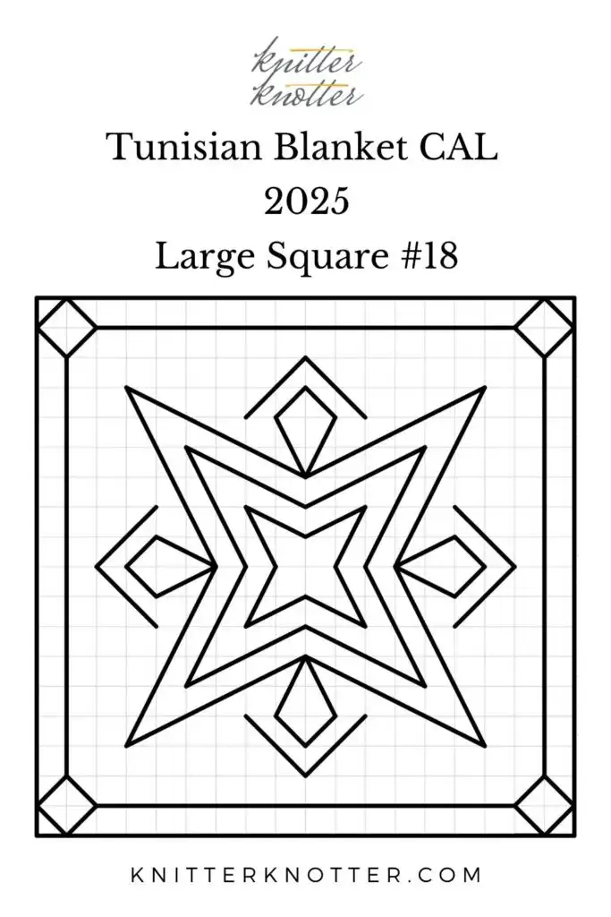 Sona Tunisian Mosaic Blanket CAL of 2025 by KnitterKnoter - Large Square #18 - Chart