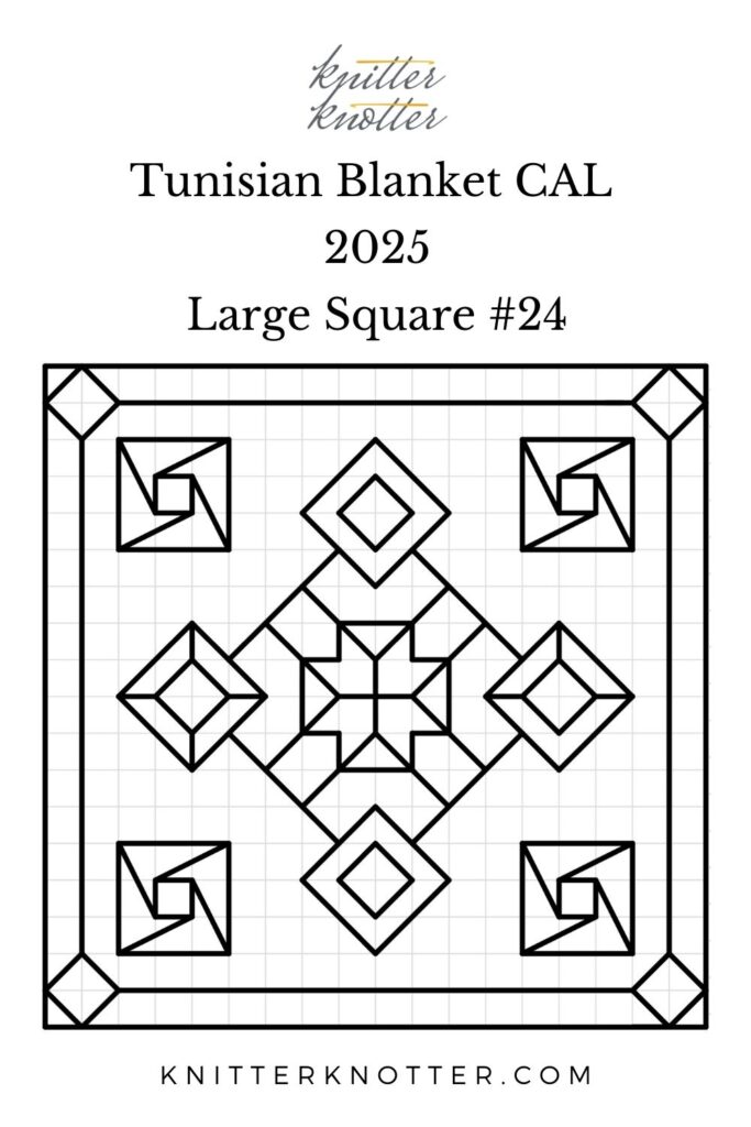 Sona Tunisian Mosaic Blanket CAL of 2025 by KnitterKnoter - Large Square #24 - Chart
