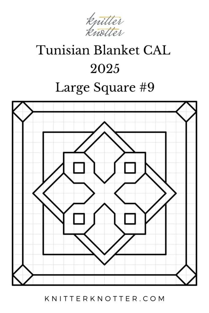 Sona Tunisian Mosaic Blanket CAL of 2025 by KnitterKnoter - Large Square #9 - Chart