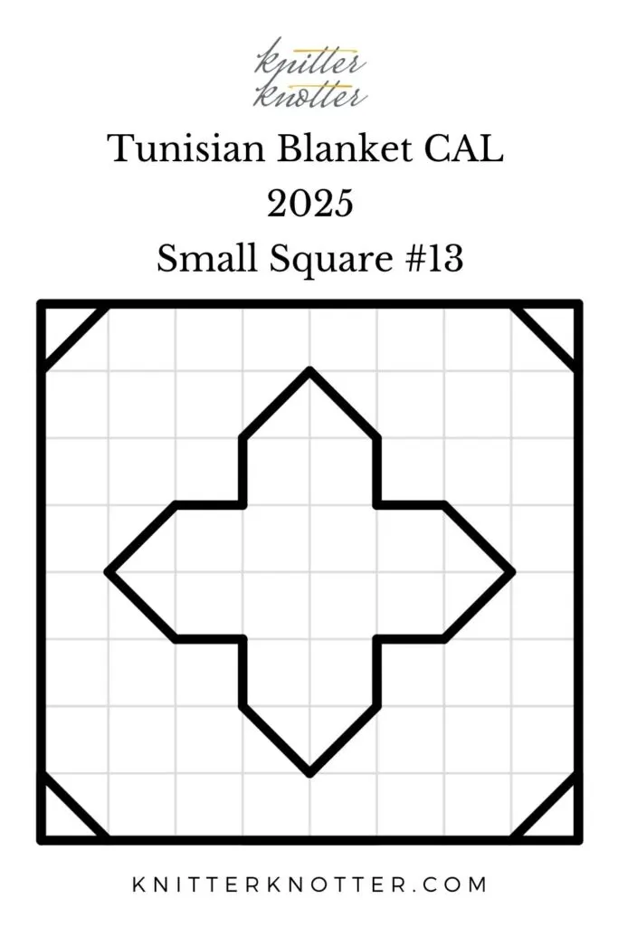 Sona Tunisian Mosaic Blanket CAL of 2025 by KnitterKnoter - Small Square #13 - Chart