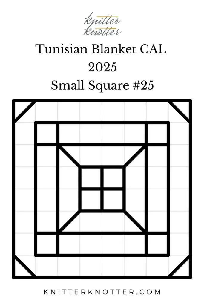 Sona Tunisian Mosaic Blanket CAL of 2025 by KnitterKnoter - Small Square #25 - Chart
