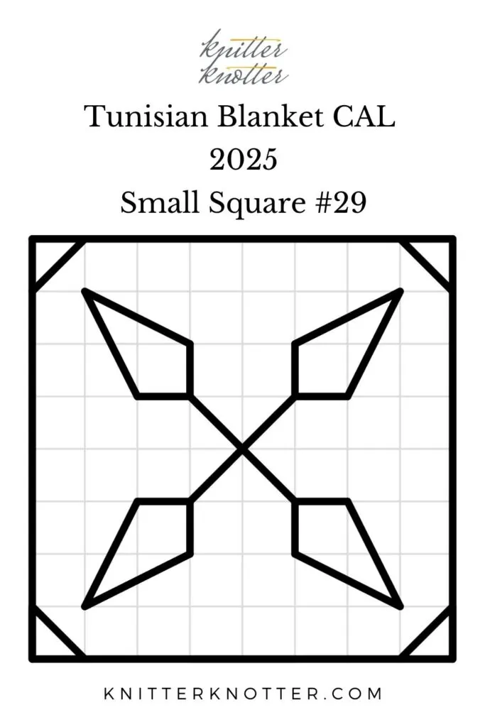 Sona Tunisian Mosaic Blanket CAL of 2025 by KnitterKnoter - Small Square #29 - Chart