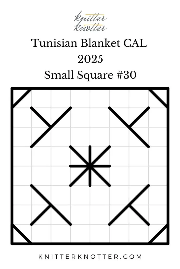 Sona Tunisian Mosaic Blanket CAL of 2025 by KnitterKnoter - Small Square #30 - Chart