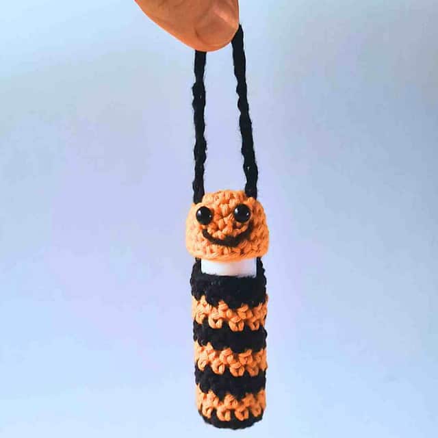 Bee Lip Balm Holder Keychain Crochet Pattern by Start crochet