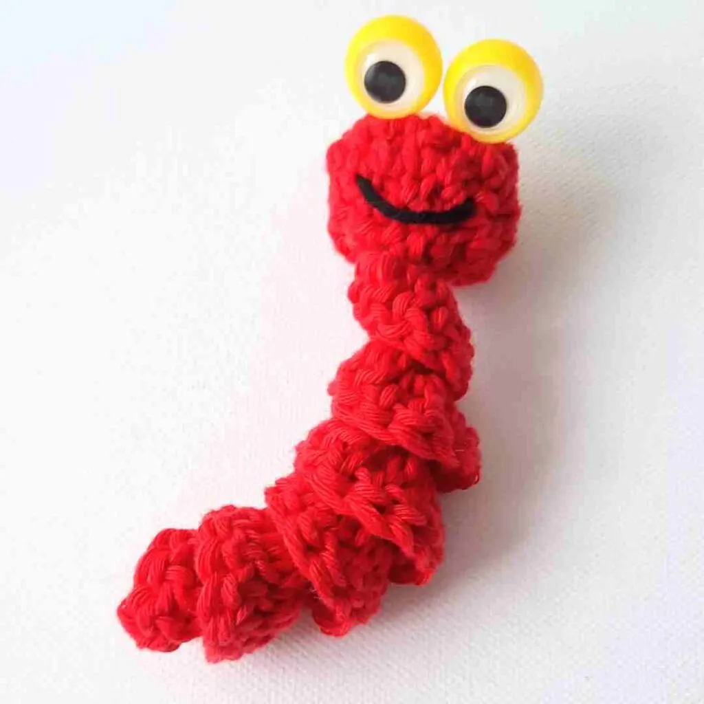 Googly Eyed worry Worm Finger Puppet Crochet Pattern by Start Crochet