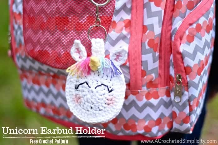 Unicorn Earbud Holder Free Crochet Pattern by a Crocheted Simplicity