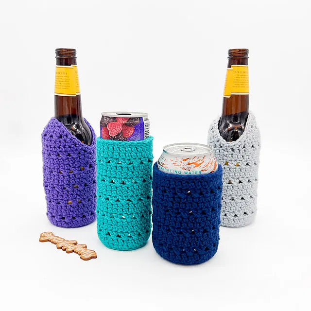 Hopscotch Crochet Bottle & Can Cozy Pattern by Green Fox Farms Designs
