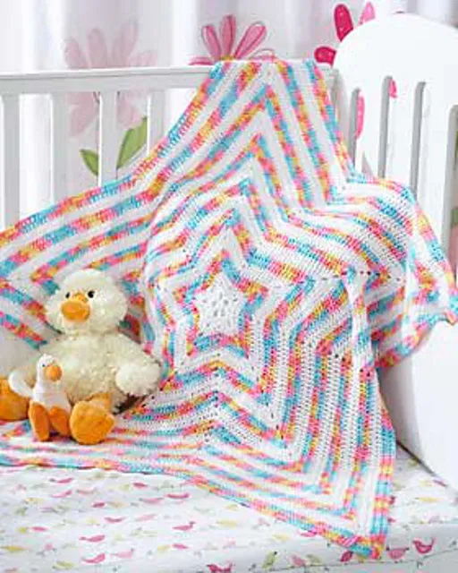 Free Bernat Star Crochet Blanket Pattern by Yarnspirations