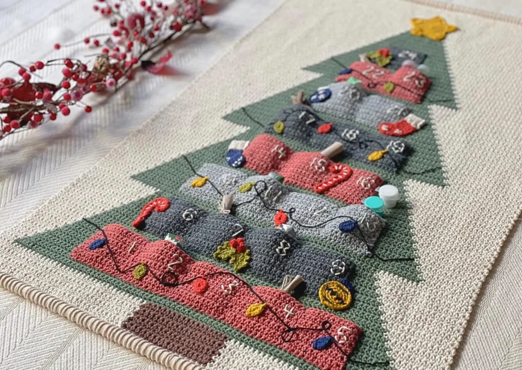 Large Pocket Countdown Christmas Tree Holiday Calendar