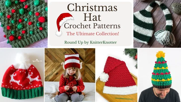 Crochet Christmas Hats Best Holiday Hat Patterns for Adults + Kids RoundUp KK
