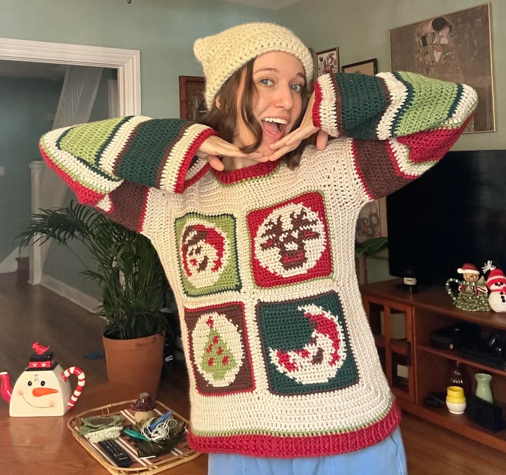 Crochet Christmas Sugar Cookie Sweater Cass Rae