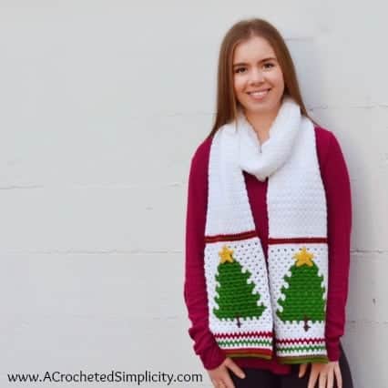 Free Crochet Pattern – Retro Christmas Tree Scarf A Crocheted Simplicity