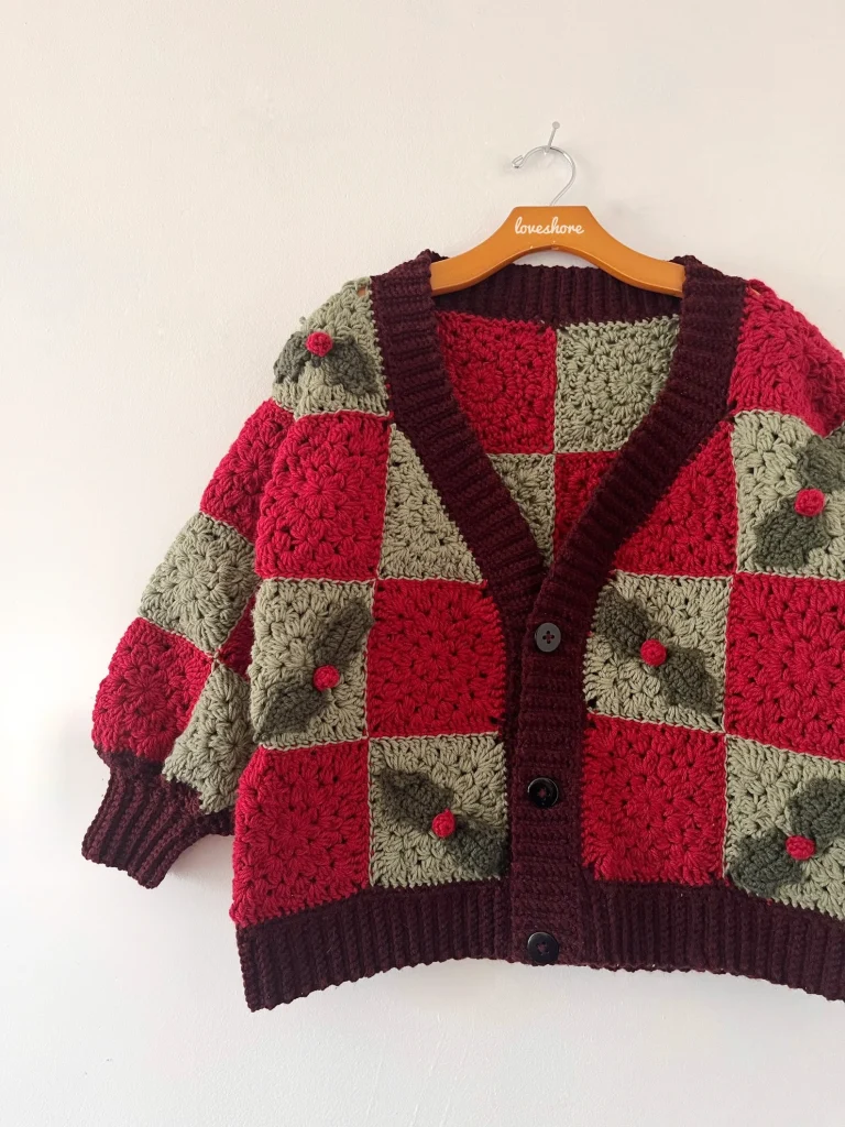 Holly Jolly Granny Square Crochet Christmas Cardigan Love Shore