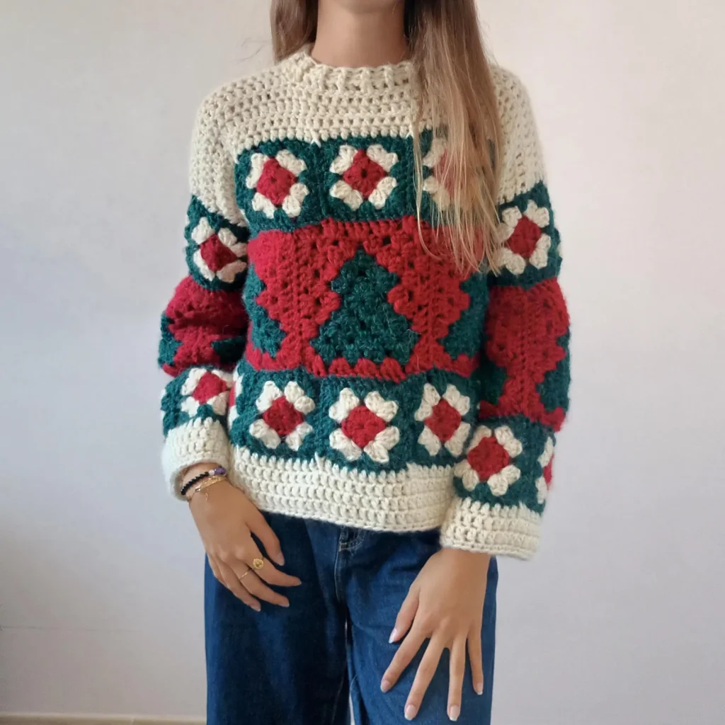 Kitsch Crochet Christmas Tree Sweater Pattern, One Size