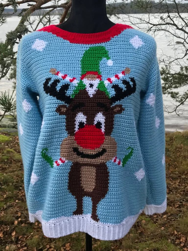 Rudolf Christmas Sweater - Crochet Pattern LVA
