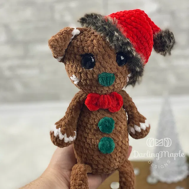 Gingerbread Cat Flip Flop Ragdoll Crochet Pattern Free Plush by Darling Maple Designs