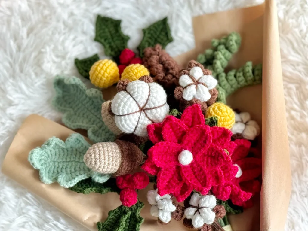 Christmas Flower Bouquet Crochet Pattern etsy