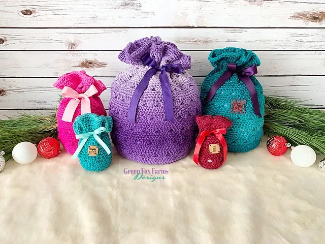 Sweet Stripes Gift Bags Crochet Pattern GFFD