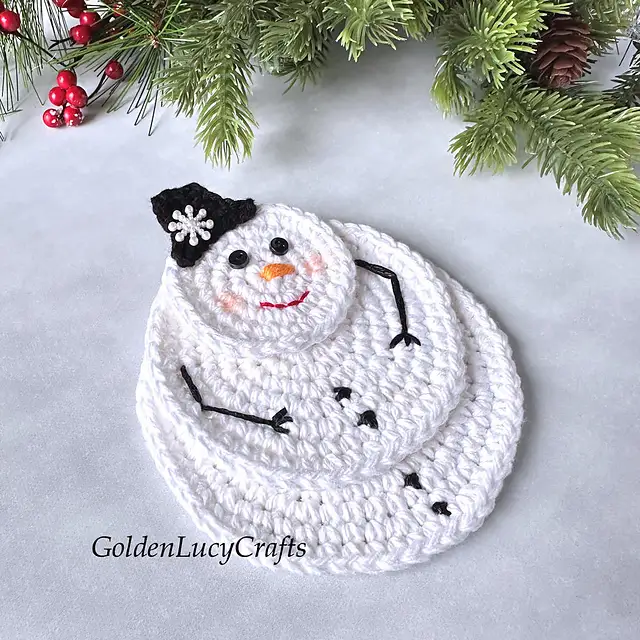 Crochet Snowman Coasters by Golden Lucy Crafts 2 - Copy - Copy