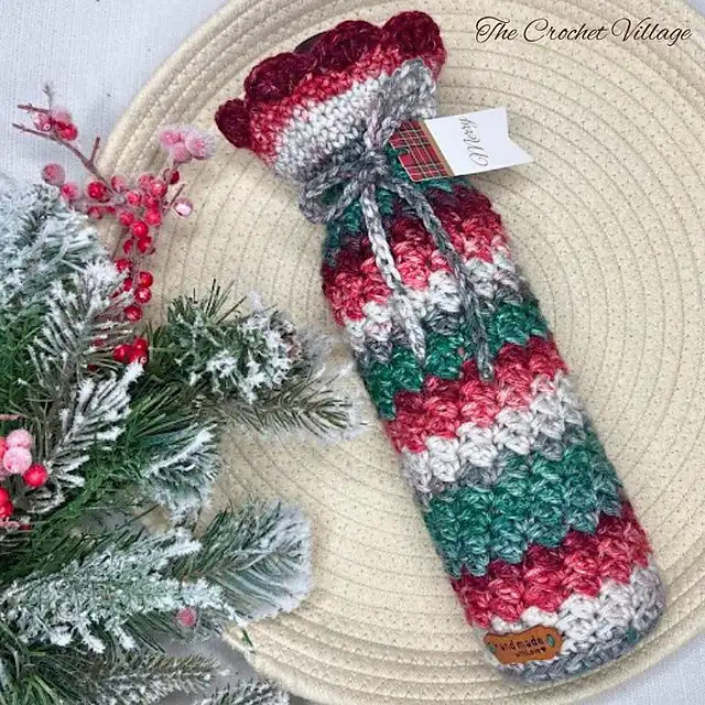 Free Crochet Bottle Cover Gift by The Crochet Village 1