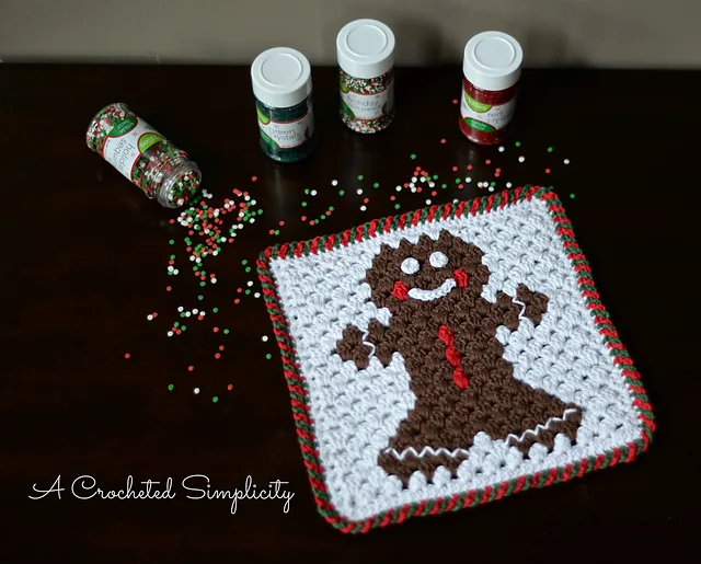 Gingerbread Man Hot Pad Crochet Pattern by A Crocheted Simplicity