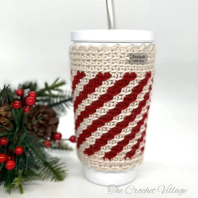Peppermint Cup Cozy Pattern The Crochet Village 1