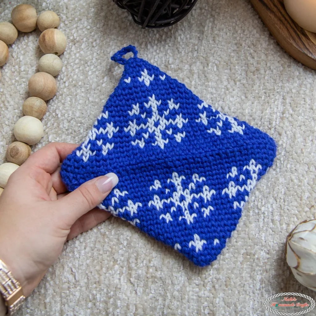 Snowflake Double Thick Crochet Potholder Pattern by Nickis Homemade Crafts