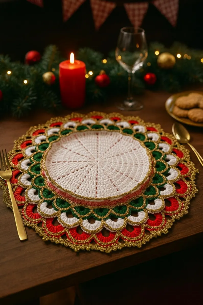 Christmas Crochet Placemat Pattern Table Decor Easy Step-by-Step Tutorial Ed shopydigi