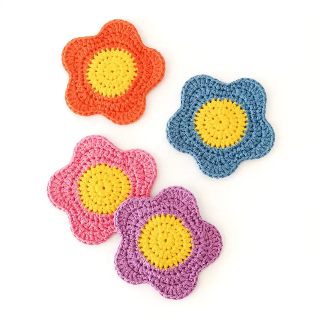 Easy Crochet Flower Coasters by Stitch By Fay