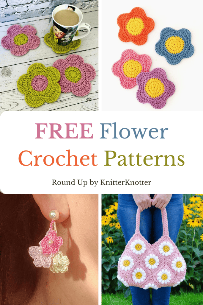 Crochet flower projects for spring including granny square bags, appliques, and 3D floral designs