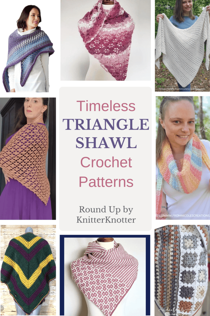 A range of Easy Triangle Shawl Crochet Patterns. Beginner to Intermediate