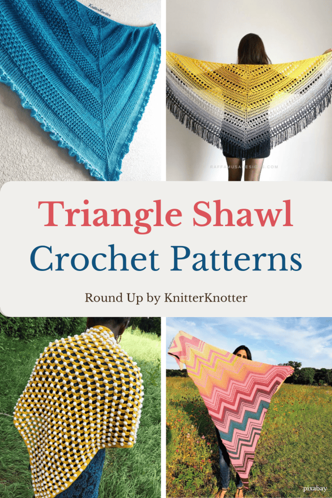 Brightly colored Free Crochet Triangle Shawl Patterns. Easy Projects.