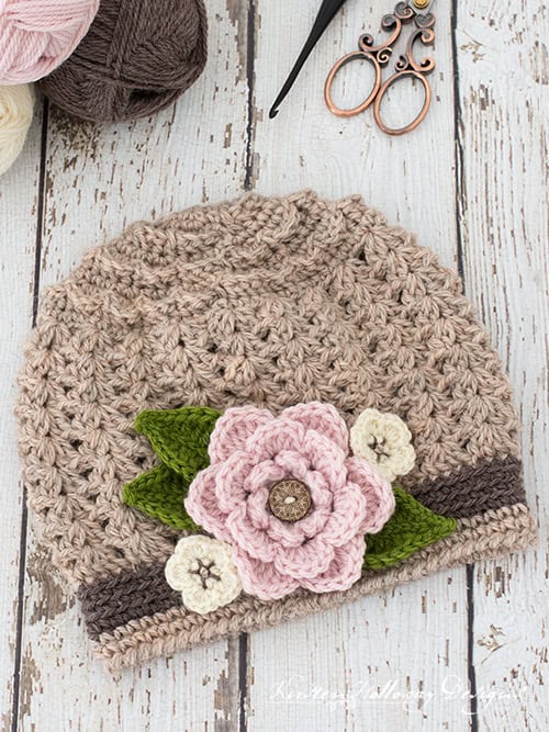 How to Crochet a Hat with Flowers on the Side Free Kirsten Holloway Designs