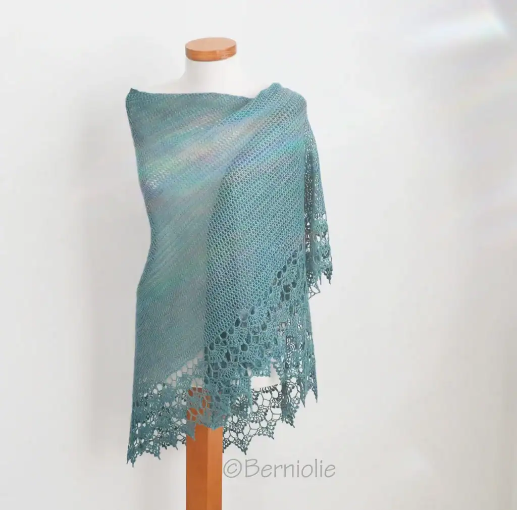 Spring wrap lace crochet triangle shawl pattern Berniolies Designs