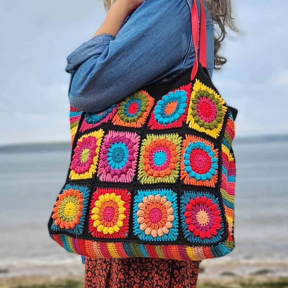 Fun Crochet Granny Square Bag Pattern by Annie Design Crochet