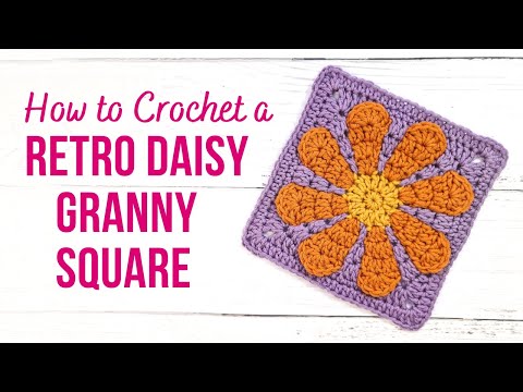 How to Crochet a RETRO DAISY GRANNY SQUARE | CLEAR Step by Step Tutorial by Adore Crea Crochet