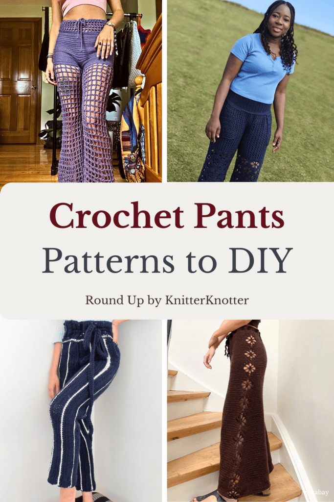 DIY crochet pants patterns featuring stylish handmade trousers and boho-inspired designs.